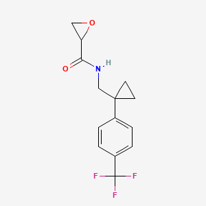 molecular formula C14H14F3NO2 B2723691 N-[[1-[4-(Trifluoromethyl)phenyl]cyclopropyl]methyl]oxirane-2-carboxamide CAS No. 2411239-70-6