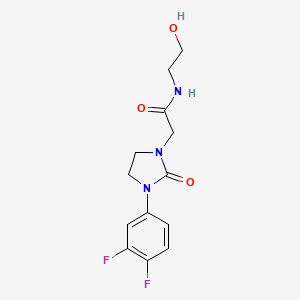 molecular formula C13H15F2N3O3 B2723694 2-(3-(3,4-difluorophenyl)-2-oxoimidazolidin-1-yl)-N-(2-hydroxyethyl)acetamide CAS No. 1257547-22-0