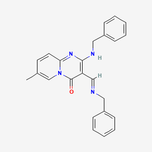molecular formula C24H22N4O B2723699 (E)-2-(benzylamino)-3-((benzylimino)methyl)-7-methyl-4H-pyrido[1,2-a]pyrimidin-4-one CAS No. 1164543-09-2