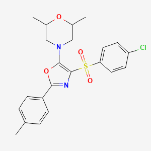 molecular formula C22H23ClN2O4S B2723714 4-(4-((4-Chlorophenyl)sulfonyl)-2-(p-tolyl)oxazol-5-yl)-2,6-dimethylmorpholine CAS No. 862738-32-7