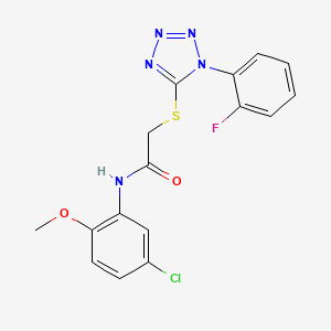 molecular formula C16H13ClFN5O2S B2723735 N-(5-氯-2-甲氧基苯基)-2-{[1-(2-氟苯基)-1H-噻唑-5-基]硫代基}乙酰胺 CAS No. 950235-81-1