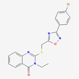 molecular formula C19H15BrN4O2S B2723743 2-(((3-(4-溴苯基)-1,2,4-噁二唑-5-基)甲基)硫代)-3-乙基喹唑啉-4(3H)-酮 CAS No. 946252-39-7