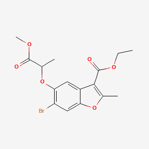 molecular formula C16H17BrO6 B2723751 乙基-6-溴-5-[(1-甲氧基-1-氧代丙基)氧基]-2-甲基-1-苯并呋喃-3-羧酸酯 CAS No. 315237-28-6