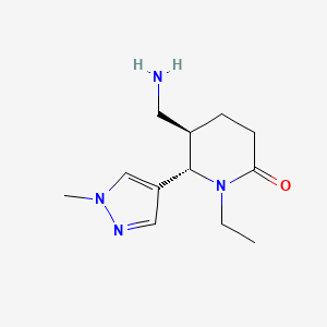 molecular formula C12H20N4O B2723760 (5R,6S)-5-(Aminomethyl)-1-ethyl-6-(1-methylpyrazol-4-yl)piperidin-2-one CAS No. 2137611-70-0