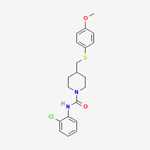 molecular formula C20H23ClN2O2S B2723766 N-(2-氯苯基)-4-(((4-甲氧基苯基)硫基)甲基)哌啶-1-甲酰胺 CAS No. 1421453-90-8