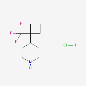 molecular formula C10H17ClF3N B2723772 4-[1-(Trifluoromethyl)cyclobutyl]piperidine;hydrochloride CAS No. 2445791-81-9