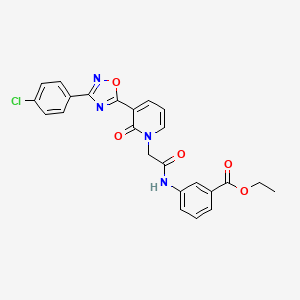 molecular formula C24H19ClN4O5 B2723774 ethyl 3-(2-(3-(3-(4-chlorophenyl)-1,2,4-oxadiazol-5-yl)-2-oxopyridin-1(2H)-yl)acetamido)benzoate CAS No. 1105222-56-7