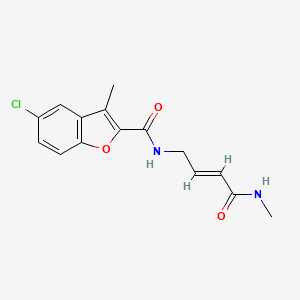 molecular formula C15H15ClN2O3 B2723779 (E)-5-氯-3-甲基-N-(4-(甲基氨基)-4-氧代丁-2-烯-1-基)苯并呋喃-2-羧酰胺 CAS No. 2097941-34-7