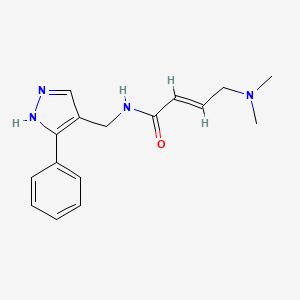 molecular formula C16H20N4O B2723781 (E)-4-(Dimethylamino)-N-[(5-phenyl-1H-pyrazol-4-yl)methyl]but-2-enamide CAS No. 2411331-49-0
