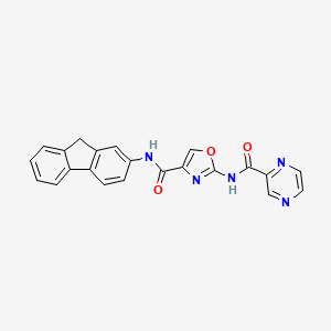 molecular formula C22H15N5O3 B2723789 N-(9H-fluoren-2-yl)-2-(pyrazine-2-carboxamido)oxazole-4-carboxamide CAS No. 1396683-25-2