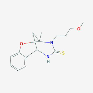 molecular formula C15H20N2O2S B2723790 3-(3-methoxypropyl)-2-methyl-2,3,5,6-tetrahydro-4H-2,6-methano-1,3,5-benzoxadiazocine-4-thione CAS No. 702655-68-3