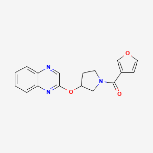 molecular formula C17H15N3O3 B2723791 2-{[1-(Furan-3-carbonyl)pyrrolidin-3-yl]oxy}quinoxaline CAS No. 2097912-55-3