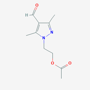 molecular formula C10H14N2O3 B2723795 2-(4-甲酰基-3,5-二甲基-1H-吡唑-1-基)乙酸乙酯 CAS No. 1610378-55-6