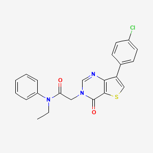 molecular formula C22H18ClN3O2S B2723796 2-[7-(4-chlorophenyl)-4-oxothieno[3,2-d]pyrimidin-3(4H)-yl]-N-ethyl-N-phenylacetamide CAS No. 1105241-95-9