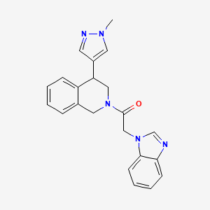 molecular formula C22H21N5O B2723822 2-(1H-苯并[d]咪唑-1-基)-1-(4-(1-甲基-1H-吡唑-4-基)-3,4-二氢异喹啉-2(1H)-基)乙酮 CAS No. 2034297-55-5