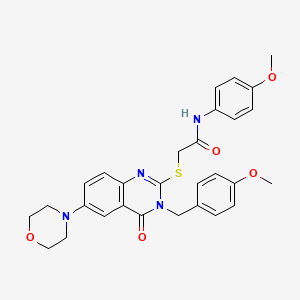 molecular formula C29H30N4O5S B2723828 N-(4-methoxyphenyl)-2-[3-[(4-methoxyphenyl)methyl]-6-morpholin-4-yl-4-oxoquinazolin-2-yl]sulfanylacetamide CAS No. 689772-04-1