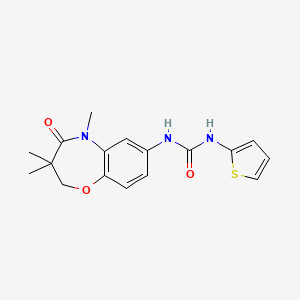 molecular formula C17H19N3O3S B2723840 1-(噻吩-2-基)-3-(3,3,5-三甲基-4-氧代-2,3,4,5-四氢苯并[b][1,4]噁唑啉-7-基)脲 CAS No. 1171151-30-6