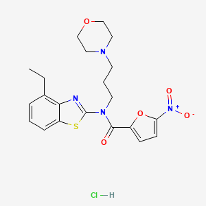 molecular formula C21H25ClN4O5S B2723841 N-(4-ethylbenzo[d]thiazol-2-yl)-N-(3-morpholinopropyl)-5-nitrofuran-2-carboxamide hydrochloride CAS No. 1216722-26-7