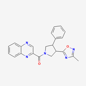 molecular formula C22H19N5O2 B2723847 (3-(3-Methyl-1,2,4-oxadiazol-5-yl)-4-phenylpyrrolidin-1-yl)(quinoxalin-2-yl)methanone CAS No. 1903169-87-8