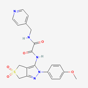 molecular formula C20H19N5O5S B2723848 N1-(2-(4-甲氧基苯基)-5,5-二氧代-4,6-二氢-2H-噻吩[3,4-c]吡唑-3-基)-N2-(吡啶-4-基甲基)草酰胺 CAS No. 899989-38-9