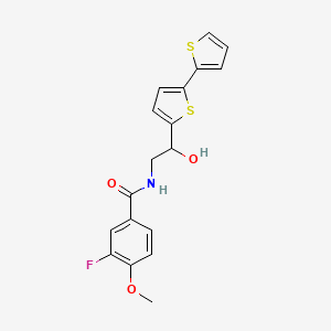 molecular formula C18H16FNO3S2 B2723852 N-(2-{[2,2'-联噻吩]-5-基}-2-羟基乙基)-3-氟-4-甲氧基苯甲酰胺 CAS No. 2097921-94-1