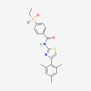 molecular formula C21H22N2O3S2 B2723856 4-(ethylsulfonyl)-N-(4-mesitylthiazol-2-yl)benzamide CAS No. 922697-81-2