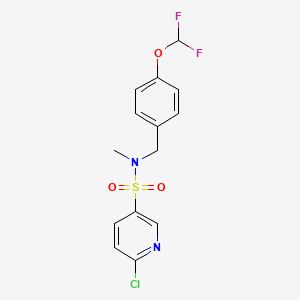 molecular formula C14H13ClF2N2O3S B2723858 6-氯-N-[[4-(二氟甲氧基)苯基]甲基]-N-甲基吡啶-3-磺酰胺 CAS No. 1365631-74-8