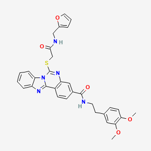 N-(3,4-dimethoxyphenethyl)-6-((2-((furan-2-ylmethyl)amino)-2-oxoethyl)thio)benzo[4,5]imidazo[1,2-c]quinazoline-3-carboxamide