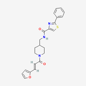 molecular formula C23H23N3O3S B2723866 (E)-N-((1-(3-(furan-2-yl)acryloyl)piperidin-4-yl)methyl)-2-phenylthiazole-4-carboxamide CAS No. 1798430-65-5