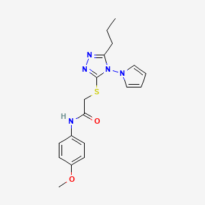 molecular formula C18H21N5O2S B2723868 N-(4-methoxyphenyl)-2-[(5-propyl-4-pyrrol-1-yl-1,2,4-triazol-3-yl)sulfanyl]acetamide CAS No. 877815-63-9