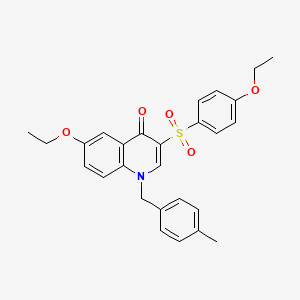 molecular formula C27H27NO5S B2723873 6-乙氧基-3-(4-乙氧基苯基)磺酰基-1-[(4-甲基苯基)甲基]喹啉-4-酮 CAS No. 866340-42-3