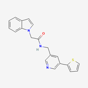 molecular formula C20H17N3OS B2723877 2-(1H-indol-1-yl)-N-((5-(thiophen-2-yl)pyridin-3-yl)methyl)acetamide CAS No. 2034485-69-1