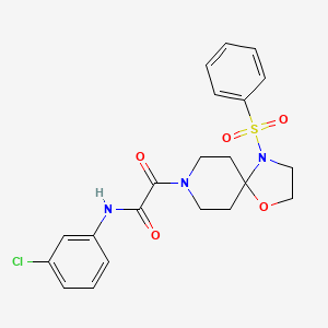 molecular formula C21H22ClN3O5S B2723886 N-(3-chlorophenyl)-2-oxo-2-(4-(phenylsulfonyl)-1-oxa-4,8-diazaspiro[4.5]decan-8-yl)acetamide CAS No. 898425-43-9