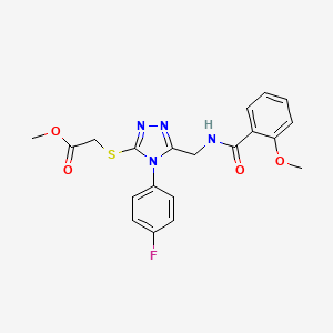 molecular formula C20H19FN4O4S B2723887 methyl 2-((4-(4-fluorophenyl)-5-((2-methoxybenzamido)methyl)-4H-1,2,4-triazol-3-yl)thio)acetate CAS No. 689749-51-7