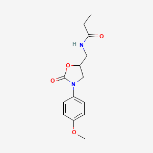molecular formula C14H18N2O4 B2723896 N-((3-(4-methoxyphenyl)-2-oxooxazolidin-5-yl)methyl)propionamide CAS No. 955246-66-9