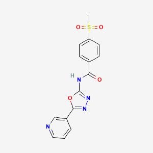 molecular formula C15H12N4O4S B2723897 4-(methylsulfonyl)-N-(5-(pyridin-3-yl)-1,3,4-oxadiazol-2-yl)benzamide CAS No. 923226-78-2