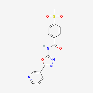 molecular formula C15H12N4O4S B2723897 4-(甲磺酰基)-N-(5-(吡啶-3-基)-1,3,4-噁二唑-2-基)苯甲酰胺 CAS No. 923226-78-2