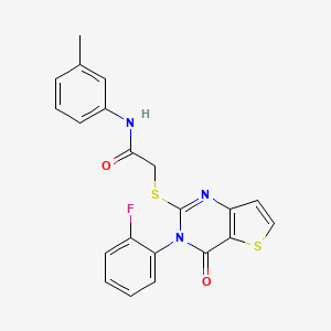 molecular formula C21H16FN3O2S2 B2723899 2-{[3-(2-氟苯基)-4-氧代-3,4-二氢噻吩[3,2-d]嘧啶-2-基]硫代}-N-(3-甲基苯基)乙酰胺 CAS No. 1260934-36-8