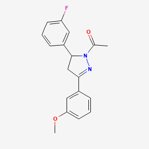 molecular formula C18H17FN2O2 B2723901 1-(5-(3-fluorophenyl)-3-(3-methoxyphenyl)-4,5-dihydro-1H-pyrazol-1-yl)ethanone CAS No. 892709-61-4