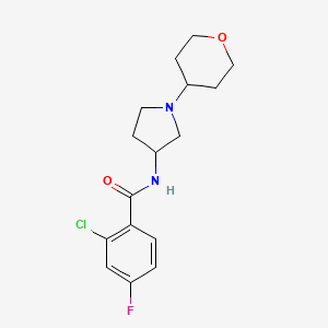 molecular formula C16H20ClFN2O2 B2723905 2-Chloro-4-fluoro-N-[1-(oxan-4-yl)pyrrolidin-3-yl]benzamide CAS No. 2415531-04-1