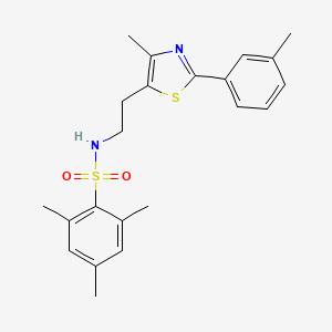 molecular formula C22H26N2O2S2 B2723911 2,4,6-trimethyl-N-[2-[4-methyl-2-(3-methylphenyl)-1,3-thiazol-5-yl]ethyl]benzenesulfonamide CAS No. 873010-36-7