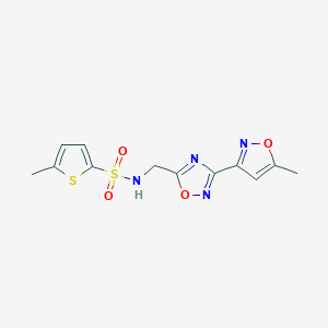 molecular formula C12H12N4O4S2 B2723916 5-甲基-N-((3-(5-甲基异噁唑-3-基)-1,2,4-噁二唑-5-基)甲基)噻吩-2-磺酰胺 CAS No. 1902992-70-4