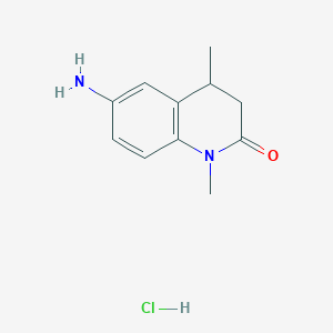 molecular formula C11H15ClN2O B2723917 6-Amino-1,4-dimethyl-1,2,3,4-tetrahydroquinolin-2-one hydrochloride CAS No. 2044712-94-7