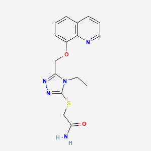 molecular formula C16H17N5O2S B2723918 2-((4-乙基-5-((喹啉-8-基氧基)甲基)-4H-1,2,4-三唑-3-基)硫代)乙酰胺 CAS No. 496776-55-7