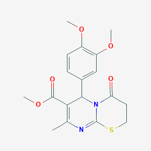 molecular formula C18H20N2O5S B2723919 methyl 6-(3,4-dimethoxyphenyl)-8-methyl-4-oxo-3,6-dihydro-2H-pyrimido[2,1-b][1,3]thiazine-7-carboxylate CAS No. 300770-17-6