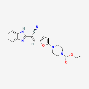 molecular formula C21H21N5O3 B2723921 ethyl 4-[5-[(E)-2-(1H-benzimidazol-2-yl)-2-cyanoethenyl]furan-2-yl]piperazine-1-carboxylate CAS No. 397288-84-5