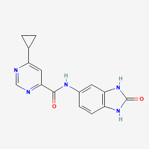 molecular formula C15H13N5O2 B2723932 6-Cyclopropyl-N-(2-oxo-1,3-dihydrobenzimidazol-5-yl)pyrimidine-4-carboxamide CAS No. 2415584-98-2