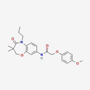 molecular formula C23H28N2O5 B2723933 N-(3,3-dimethyl-4-oxo-5-propyl-2,3,4,5-tetrahydrobenzo[b][1,4]oxazepin-8-yl)-2-(4-methoxyphenoxy)acetamide CAS No. 921526-14-9