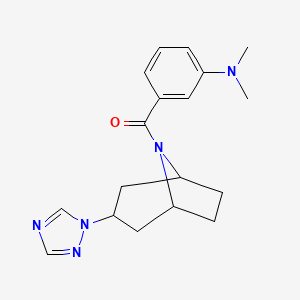 molecular formula C18H23N5O B2723934 ((1R,5S)-3-(1H-1,2,4-triazol-1-yl)-8-azabicyclo[3.2.1]octan-8-yl)(3-(dimethylamino)phenyl)methanone CAS No. 2176201-88-8