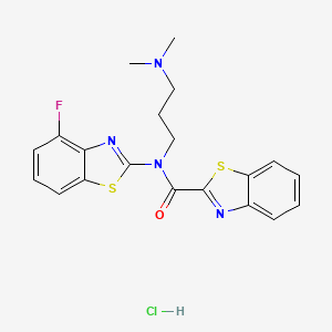 molecular formula C20H20ClFN4OS2 B2723939 N-(3-(dimethylamino)propyl)-N-(4-fluorobenzo[d]thiazol-2-yl)benzo[d]thiazole-2-carboxamide hydrochloride CAS No. 1216808-15-9